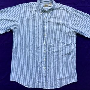 Men’s Pastel Blue Striped Button Front Shirt